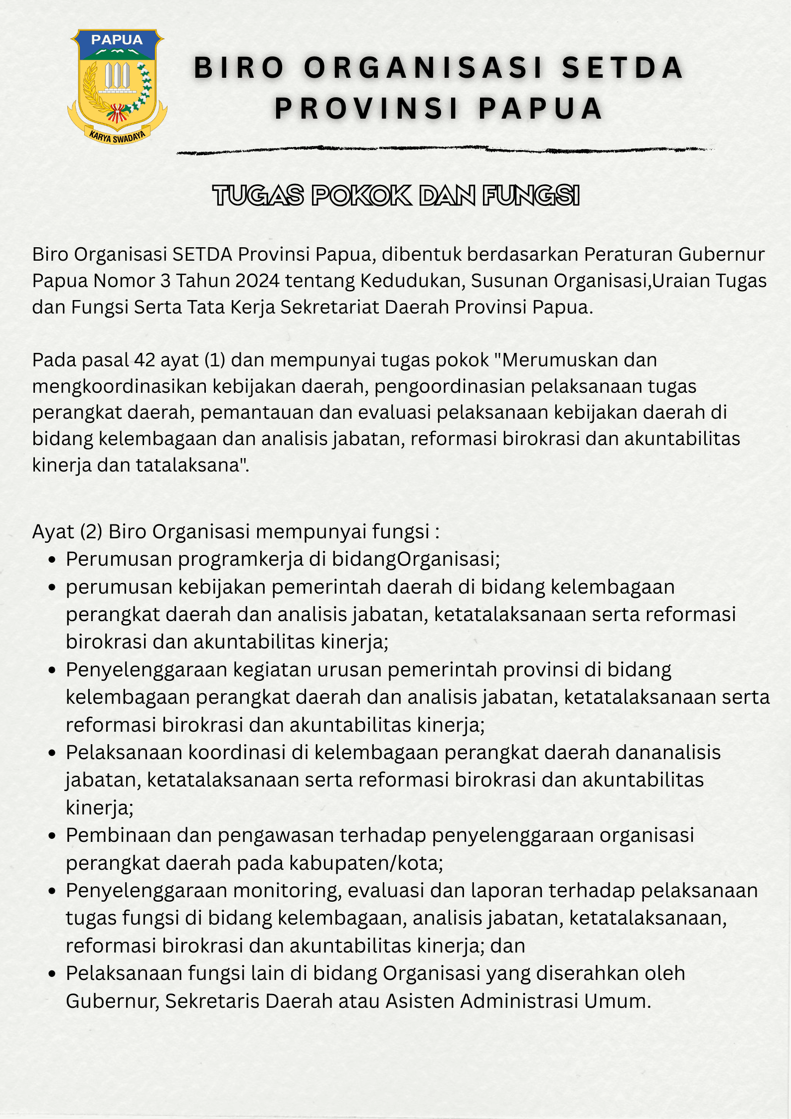 Tugas Pokok & Fungsi